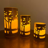 Copper wrapped LED Candles - landscape pattern