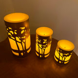 Copper wrapped LED Candles - landscape pattern