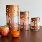 Copper wrapped LED Candles - landscape pattern